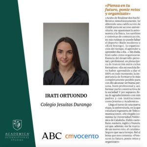 Irati Ortuondo (Bachillerato Dual): «Piensa en tu futuro, ponte retos y organízate»